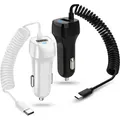 Produktbild: Auto Ladekabel für alle Smartphones Tablet mit USB_C USB Ladegerät Kfz Kabel, Farbe:Schwarz - Schwarz