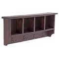 Produktbild: DESIGN DELIGHTS RUSTIKALE WANDGARDEROBE MIT Regal Vintage 70 | 70x27x11cm (BxHxT), Recyclingholz | Kleiderhaken, Garderobenleiste aus Altholz, Used-Look | Farbe: 03 Dunkelbraun