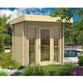 Produktbild: Finntherm Gartensauna Lupoa-44 Naturbelassen 259 cm x 294 cm Wandstärke 44 mm