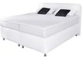 Produktbild: Boxspringbett, weiß, B:150cm L:212cm, Bezug Kaltschaum-Topper: mit Klimafaser versteppt, 100% Polyester;Bezug untere Box und Kopfteil: wahlweise hochwertiger Microvelour (100% Polyester), feiner Strukturstoff (100% Polyester) oder Kunstleder;Bezug Obermatratze: 100% Polyester, Bezug abnehm- und waschbar bis 60C, WESTFALIA SCHLAFKOMFORT, Komplettbetten, Boxspringbett, inkl. Kaltschaum-Topper