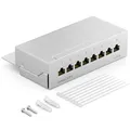 Produktbild: deleyCON CAT 6 Patchpanel Verteilerfeld 8 Port - Desktop & Wandmontage - Geschirmt - 8x RJ45 Buchse - TIA568A TIA568B Grau