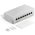 Produktbild: deleyCON CAT6 Patchpanel 8 Port Netzwerk Verteilerfeld geschirmt LSA Lichtgrau