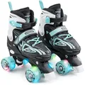 Produktbild: Apollo Rollschuhe LED Rollschuhe größenverstellbar Super Quads X-Pro, größenverstellbare Roller Skates für Mädchen und Jungen - Größen 31-42 blau M (35-38)