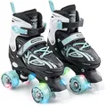 Produktbild: Apollo Super Quad X Pro | verstellbare Rollschuhe für Kinder | komfortable, größenverstellbare LED Roller Skates | Rollschuhe für Mädchen und Jungen | Größen 31-42