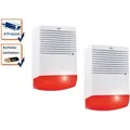 Produktbild: 2er Set Sirenen Attrappe Mit Blinkender Led Batteriebetrieb - Alarmsysteme Dummy