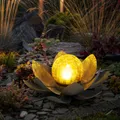 Produktbild: Solarleuchte Gartenleuchte Dekoleuchte Lotusblume Metall Glas Solarkugel LED