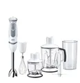 Produktbild: Braun Stabmixer MQ 5245WH Stabmixer – MultiQuick 5 Vario Pürierstab mit Edelstahl Mixfuß, 1000 Watt, inkl. 4-teiligem Zubehör-Set, weiß/grau