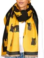 Produktbild: BRUBAKER Cashmirillo Damen Schal mit Katzen Muster - 70 x 200 cm - Warm und Kuschelig - Damenschal für Herbst und Winter - Herbstschal Winterschal - Weiches Kaschmir-Gefühl - Gelb