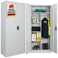 Produktbild: PROREGAL Flügeltürenschrank Elephant Metall Aktenschrank komplett montiert abschließbar 2 Türen 180x80x40cm Stahl 6 Fächern & Kleiderstange Stahlschrank Pulverbeschichtung Lichtgrau Garderobenschrank