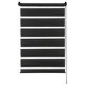 Produktbild: GARDINIA Doppelrollo zum Klemmen oder Kleben, Duo-Rollo ohne Bohren, Seitenzugrollo, Transparente und blickdichte Streifen, Schwarz, 120 x 150 cm