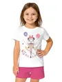 Produktbild: Disney Minnie Mouse Schlafanzug für Mädchen Kinder Pyjama Set Kurzarm Oberteil mit Hose Weiß/Pink (as3, Numeric, Numeric_98, Numeric_104, Regular, 98-104)