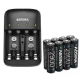 Produktbild: ABSINA Akku Ladegerät X4 für AA, AAA & 9V - Akkuladegerät inkl 8x AA 2900 Akkus