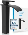Produktbild: Badarmatur Tamina hoch - schwarz matt | Wasserfall Badarmatur im klassischen Design - Wasserhahn für Bad-Aufsatz-Waschbecken
