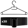 Produktbild: VonBueren 30x Kleiderbügel schwarz Plastik | mit 360° Drehhaken | platzsparend |
