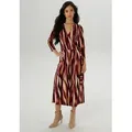 Produktbild: Jerseykleid ANISTON SELECTED, Damen, Gr. 36, N-Gr, rot (camel, bordeaux, beige, braun, rosa), Single Jersey, Obermaterial: 95% Viskose, 5% Elasthan, bedruckt, gemustert, figurbetont wadenlang, V-Ausschnitt, Kleider Jerseykleid, in femininer Wickel-Optik - NEUE KOLLEKTION