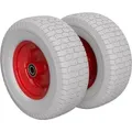 Produktbild: 2 x PolyurethanRad Ø 400 mm 6.50-8, 2 Kugellager Rasenmäher Traktor PANNENSICHER, grau/rot