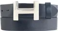 Produktbild: BELTINGER Designer Gürtel HENRY aus Vollrindleder 4 cm | Eleganter Ledergürtel für Damen und Herren 40mm | Silber glänzend | Marine 90cm