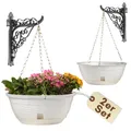Produktbild: 2x Blumenampel Blumentopf hängend Hängeampel inkl. Kette Wandhalterung weiß