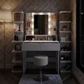 Produktbild: Vicco - Schminktisch Taylor, Weiß, 80 Cm Mit Led Beleuchtung Und Hocker