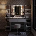 Produktbild: Vicco Schminktisch Taylor, Weiß, 80 cm mit LED Beleuchtung und Hocker, mit LED-Beleuchtung und höhenverstellbarem Drehhocker