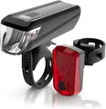 Produktbild: DANSI Fahrradleuchten-Set StVZO I LED-Fahrradlicht I Rad-Licht hell vorne + hinten I umschaltbar 15-100 Lux I Rücklicht & Frontleuchte I Regenfest I Fahrradlampe I bike light