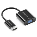 Produktbild: deleyCON DisplayPort auf VGA Adapter Konverter - (für Monitor/Beamer) DisplayPort Stecker auf VGA Buchse - für DP Computer/PC auf Monitor/Beamer - Schwarz