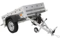 Produktbild: UNITRAILER Kleinanhänger für Pkw, Garden Trailer 150 Kipp 150x106 cm 750 kg - PKW Anhänger mit Flachplane, Anhänger Aufbau mit Planenträgern, Auto Anhänger inklusive Stützrad
