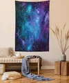 Produktbild: ABAKUHAUS Nebel Wandteppich und Tagesdecke, Galaxy Sterne im Weltraum aus Weiches Mikrofaser Stoff Waschbar ohne Verblassen Digitaldruck, 140 x 230 cm,Navy Lila