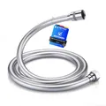 Produktbild: GRIFEMA Duschschlauch 1,5m – Flexibler Glatter PVC Brauseschlauch 150cm, Anti-Knick & Leckfrei, Universal ½ Zoll Anschluss, langlebiger Ersatzschlauch mit Messinganschlüssen & Dichtungen, Silber