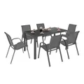 Produktbild: IDMarket - Gartenmöbel Madrid Tisch 150 cm und 6 stapelbare Stühle Anthrazitgrau