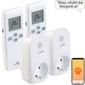 Produktbild: revolt 2er-Set WLAN-Steckdosen-Thermostat mit Sensor-Fernbedienung, App