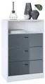 Produktbild: Vladon Kommode Pino V2 (Anrichte, mit 3 Schubladen & 1 offenem Fach), Weiß matt/Grau Hochglanz (56 x 86,5 x 36 cm)