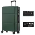 Produktbild: YONSLY Koffer Hartschalen-Reisekoffer Trolley Rollkoffer aus ABS und Aluminium, 4 Rollen, TSA-Schloss, YKK-Reißverschluss, austauschbare Rollen & Griffe grün 76 cm