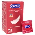 Produktbild: Durex Gefühlsecht Classic Kondome - Perfekter Sitz & leichtes Abrollen mit zuverlässigem Schutz - Hauchzarte, dünne, befeuchtete, transparente Kondome mit angenehmem Geruch - 20er Pack (1 x 20 Stück)
