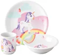 Produktbild: Seltmann Weiden Kindergeschirr-Set Compact Mein kleines Einhorn (3-tlg), 1 Personen, Porzellan, Teller, Schüssel, Becher, Made in Germany, 3 Teile, für 1 Person