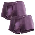 Produktbild: Ouruikia Herren Unterwäsche Modal Boxershorts Leichte Turnks Tagless Unterhose mit separater Tasche, Violett (2 Packungen)., X-Large