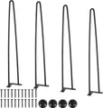 Produktbild: VEVOR 4er-Set Tischbeine Haarnadelbein 710mm hoch 110x110mm Montageplatte Kohlenstoffstahl Pulverbeschichtet Hairpinlegs 227kg Tragfähigkeit Ideal für Küchentische Wohnzimmerkonsolen Studio-Tische