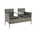 Produktbild: Juskys Polyrattan Gartenbank Monaco grau-meliert - 2-Sitzer Bank mit Tisch & Kissen - 133×63×84 cm