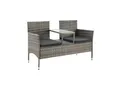 Produktbild: Juskys Polyrattan Gartenbank Monaco grau-meliert - 2-Sitzer Bank mit Tisch & Kissen - 133×63×84 cm