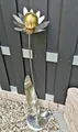 Produktbild: Skulptur Blume Palermo Edelstahl Kugel gold matt gebürstet 120cm Deko Garten