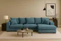 Produktbild: Kaiser Möbel Sofa L-form, Couch L-form Gabon stoff Zoom Hellblau Ottomane Rechts