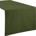 Produktbild: REDBEST Tischdecke, Tischläufer Uni Seattle, 100% Baumwolle dunkelgrün Größe 40x170 cm - Robustes, glattes Gewebe, mit hochwertigem Kuvertsaum