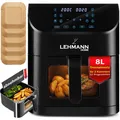 Produktbild: LEHMANN Heißluftfritteuse, Airfryer 1800 W, Kapazität 8L, max 200°C, 12 Programmen, mit Sichtfenster - Backen und Frittieren Ohne Fett