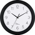 Produktbild: Eurotime Funkwanduhr, 30 cm, Kunststoffgehäuse, gewölbtes Echtglas, automatische Zeitein- und Zeitumstellung von Sommer- und Winterzeit, Wanduhr für Küche und Wohnbereich, schwarz, 52800-05