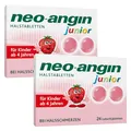 Produktbild: neo-angin junior Halstabletten mit leckerem Erdbeergeschmack | lindern Halsschmerzen & beruhigen die gereizte Schleimhaut | für Kinder ab 4 Jahren | mit Isländisch Moos | 2 x 24 Lutschtabletten