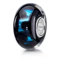 Produktbild: MATERIA Glas Bead schwarz blau mit Schimmer 925 Sterling Silber für Armband