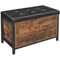 Produktbild: Vasagle Sitztruhe vintage braun, 80 x 50 x 40cm, 85L Stauraum, Holz / Metall, bis 90kg belastbar