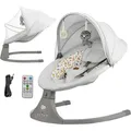 Produktbild: Elektrische 2-in-1 Babywippe/Babyliege LUMI 2 von Kinderkraft – Wippe mit sanfter Seitenbewegung, 12 Melodien, Timer & Moskitonetz – Grau - Grau