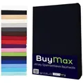 Produktbild: Buymax Spannbettlaken StyleHeim Jersey aus 100% Baumwolle, Jersey, Gummizug: Rundumgummi, Pflegeleicht und Atmungsaktiv in Verschiedenen Farben und Größen schwarz 90 cm x 200 cm