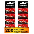 Produktbild: 20x Camelion AG3 LR41 Knopfzelle 1.5V | L736 392 GP192 V3GA G3 Batterien für Uhr